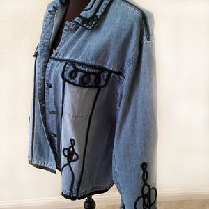 CHICO'S♠️Women's Jean Jacket w/Black Passementerie